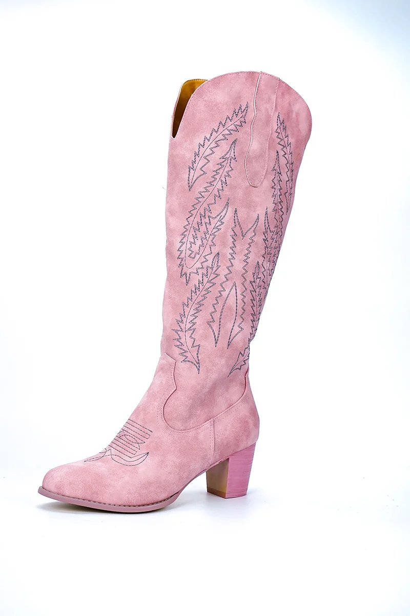 Tipic Pantofi de alunecare teren  Femei cizme de moda primavara cu toc mic pentru femei pantofi cool britanic  brodate design moale cizme scurte petrecere genunchi ridicat cizme roz 2021  / Pantofi pentru femei < Online-licente.ro